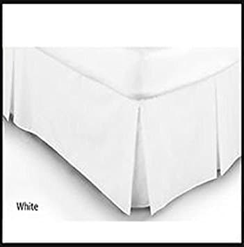 INSTAHOMEWARE Plain Dyed PolyCotton Platform Base Valence Box Pleated Sheet, Attractive Colors (DOUBLE, WHITE)