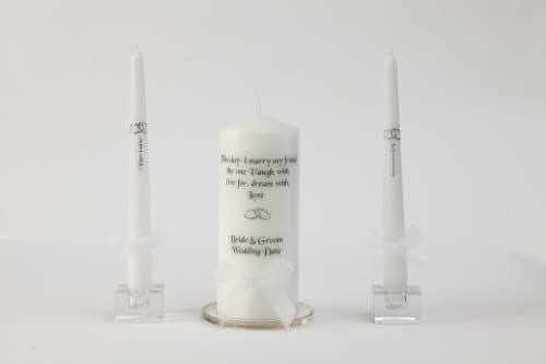 Personalised Unity Candle Set This Day I Marry For Wedding Including Glass Stands