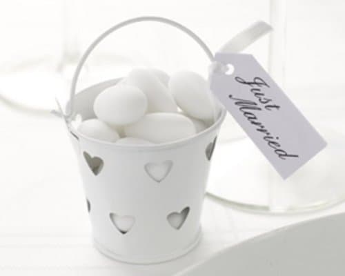 White Heart Tin Favour Pail