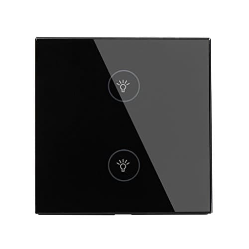Smart Switch, NBAmask Touch Panel Switch Smart Wall Light Switch WiFi Wireless Glass Switch Remote Control for Home Automation via IOS and Android, Works with Alexa and Google Home (UK Standard) (G2, Black)