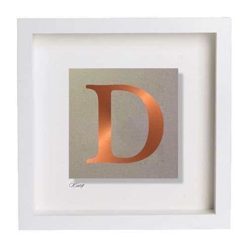 Personalised Copper Leaf Initial/Capital 'D' 3D Picture Black/White Box Frame. ALL Letters Avail. Also Gold/Silver. Gift Ideas for Christmas,for Her, Him, Kids, Baby, Weddings &amp; Birthdays