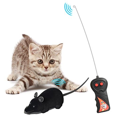 Abree Electronic Remote Control Rat Toy Wireless Controller RC Mouse for Pet Cat Dog Kid as Novelty Gift（Black）