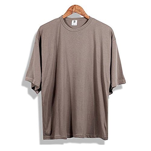Men's Basic Oversize Off-Shoulder Short Sleeve T-Shirt (Large, TAUPE)
