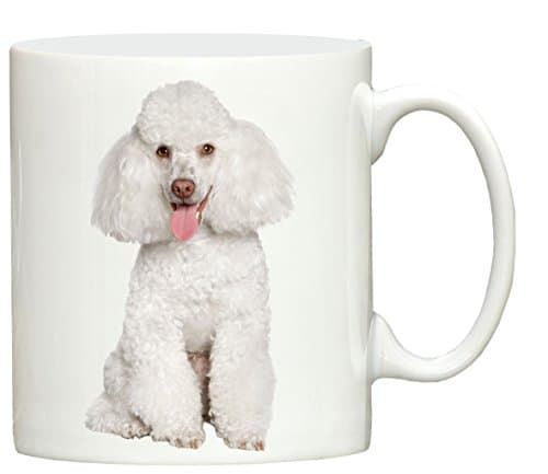 White Poodle hand printed ceramic mug printed in the UK by Dog Exhibitor merchandise, great for tea, coffee and most hot or cold beverages. by Dog Exhibitor