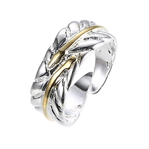 Ladies Gold Leaf Silver Ring Size Adjustable eye-catching New Style Aim 1867