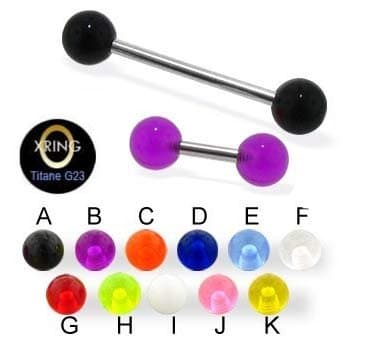 Piercing Straight Bar Titanium Translucent Rose Barbie