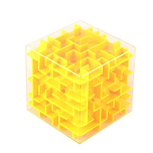 3D Puzzles Maze Magic Box Labyrinth Rolling 3D Magical Decompression Toys Puzzle Game For Children and Adult By Pauline (Yellow)
