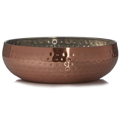 Fruit Bowl Stylish Copper Effect Holder Kitchen Table Centerpiece Storage