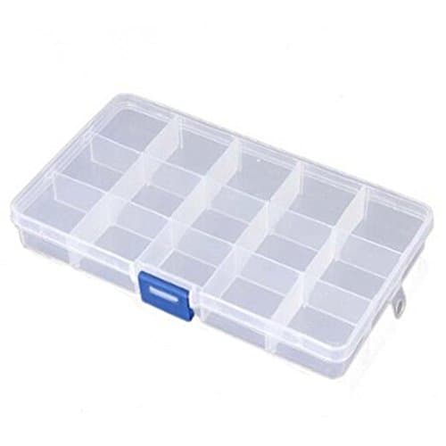 Maxhood 15 Grid Plastic Adjustable Jewelry Organizer Box Storage Container Case