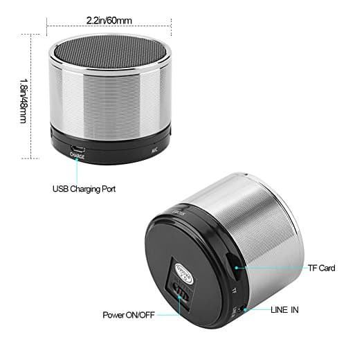 Bluetooth Speaker Lark Bird 3W Driver Portable Travel Wireless Mini Speaker Hands-free Calling Support AUX Line and TF Card Slot Build-in Mic for iPhone iPod iPad, Samsung LG and Smart phone