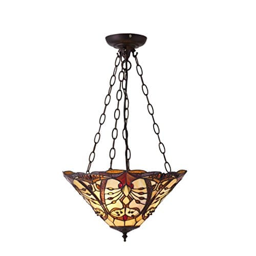 Chatelet Medium Tiffany Style Inverted Three Light Ceiling Pendant - Interiors 1900 70749