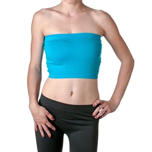 2NE1 Apparel Women's Basic Stretch Layer Seamless Tube Bra Bandeau Top - Blue -