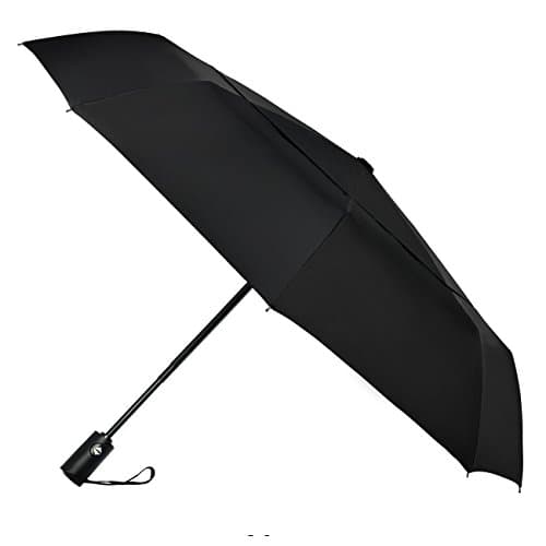 [Windproof Travel Umbrella] Double Canopy Construction, Automatic Open Close for One Handed Operation, Compact Lightweight Umbrella for Rain Snow (23, Black)
