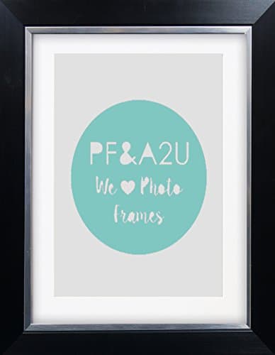 10x8" Black Contemporary Silver Edge Photo Frame With Mount (Width 3cm)