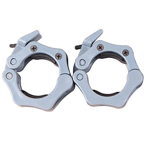 MITE Quick Release Pair of Locking 2" Olympic Size Barbell Clamp Collar for Pro Crossfit Training by Clout Fitness (Grey)