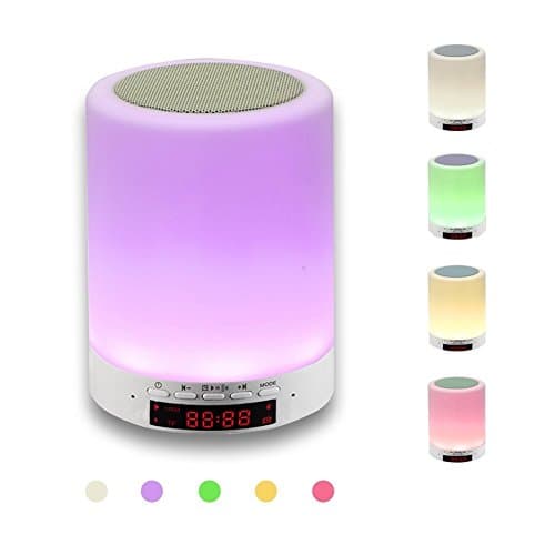 Touch Table Lamp Portable Bluetooth Speaker,VSSPEED Wireless Smart Bedside Lamp RGB Night Light with Alarm Clock Mic Tripod Support TF Card