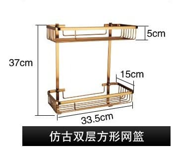 Antique space aluminum bathroom corner shelf double layer basket , routine