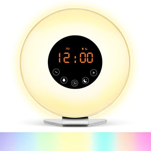 Wake-Up Light Alarm Clock, SEGURO 2017 New Design Updated Edition Sunrise Alarm Clock with Sunset Feature, FM Radio, 6 Natural Sounds, Bedside Lamp with 10 Brightness Settings, 7 Colors Night Light