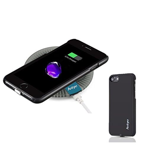 2-in-1 Qi Wireless Charger Kit for iPhone 7 Plus, Qi Charging Dock and Case are Included | Flexible Lightning Connector | Delicate Rubber Black Case For iPhone 7 plus（5.5 inch, black-round