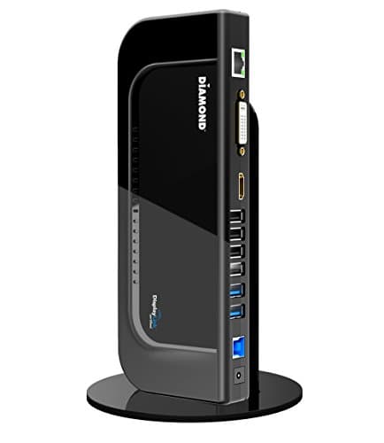 Diamond MultimediaUltra Dock Dual Video USB 3.0/2.0 Universal Docking Station with Gigabit Ethernet, HDMI and DVI Outputs Audio Input and output for Laptop, Ultrabook, Macbook, Windows 10, 8.1, 8, 7, XP,Mac OS and Android 5.0 and higher. Display Link Certified, DL- 3900 Chip (DS3900V2)