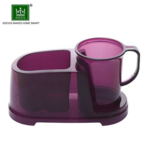 DOCCIS Toothpaste and Toothbrush Stand Organizer with Rinsing Cup Plastic Electric Shaver Holder for Bathroom Organizer - Purple