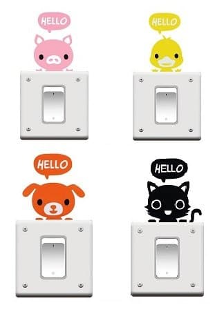 RMCtrends® [Pack of 4] Kids Bedroom Light Switch / Plug Socket / Mirror / Laptop / Mobile Phone / Window / Furniture Vinyl Wall Art Stickers