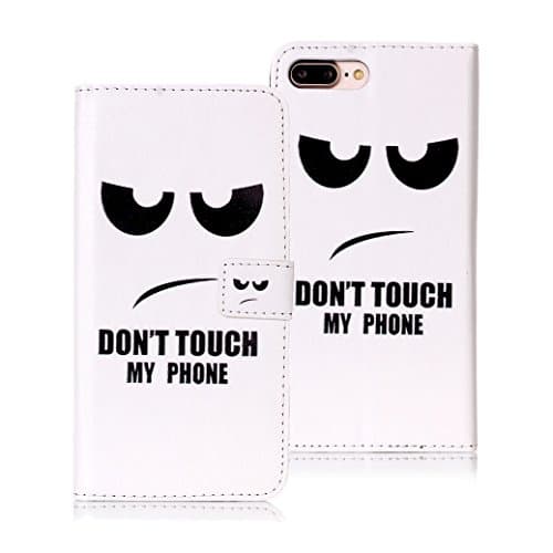 AllDo iPhone 7 PLUS Case PU Leather Cover Flip Wallet Case Folio Holster Slim Light Skin Book Style Shell Stylish Pattern Cover High-Quality Sleeve Full Protection Bumper With Magnetic Closure and Card Slots iPhone 7 PLUS Cover - Angry Monster