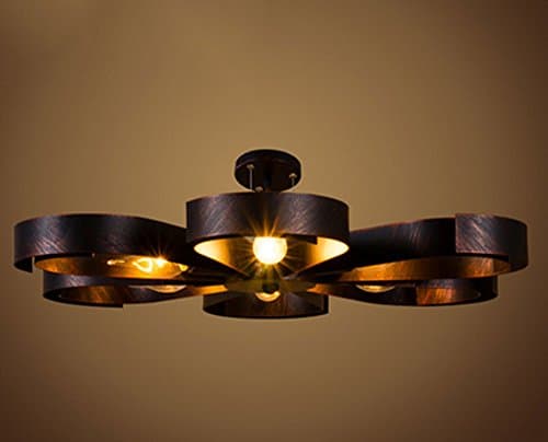 DFHHG® Ceiling lamps, American style Retro Ceiling light Loft Creative personality Cafe Iron Industrial lights Ultra thin living room bedroom Ceiling light E14 light source LED dimmable ( Color : #1 )