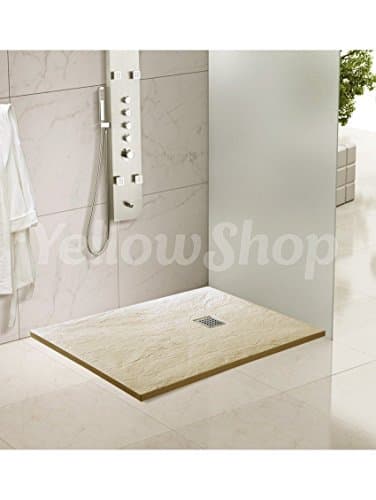 Yellowshop Rectangular Shower Tray in Resin Marble Slate Beige, Dimensions: 70 x 90 cm