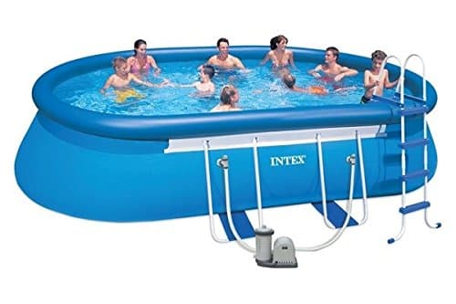 Intex 20ft x 12ft x 4ft Oval Swimming Pool with Filter Pump, Safety Ladder, Ground Cloth and Pool Cover. 2018 Model with factory fitted UK 3 pin plug