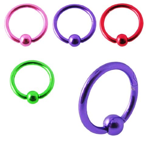 Coloured Closed Ring Titanium 1.2 1.2x10 mm Blue