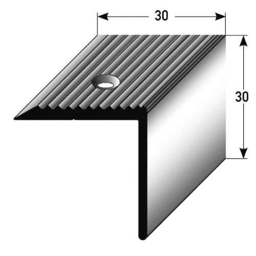 3.28 ft Stair nosing profile / step nosing edge (1.06 x 2.28'') aluminium, anodised, drilled, metal, color: silver