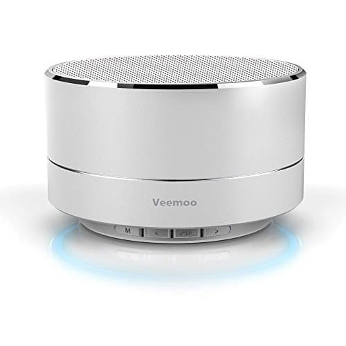 Mini Wireless Bluetooth Speaker, Veemoo Portable Stereo Speakers with Microphone Support Handsfree /FM Radio /TF Card - Silver