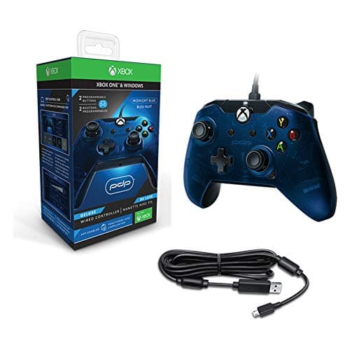 RQINW Xbox One PDP DX Wired Controller, Wired Game Controller, non-slip grips, 3.5mm audio jack, for Xbox One & Windows 8 and above,Blue