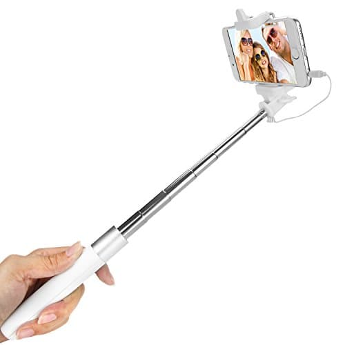 isuda, Selfie Stick Pole Monopod Bluetooth Selfie Stick Pole for iPhone 6/6 Plus/5/4, iPod, Samsung Galaxy 5/S6/S5/S4/S3/Note 4/3/2, white, Selfie Stick Sans Bluetooth