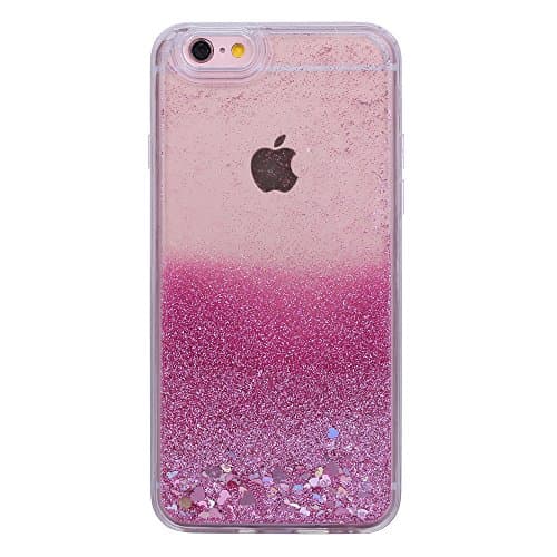 iPhone 6S Case, Glitter Bling Sparkles Flowing Liquid Anti Scratch Hard Protective Case for iPhone 6 6S, 4.7inch, Rose Red Color