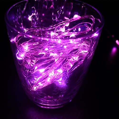 DVMRUIB 2M/6.6Ft 20leds Pink Led Ultra Thin AA Battery Operated Silver Wire String Light