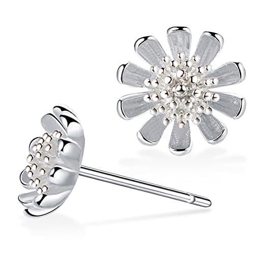 Mrs IXIQI True Sterling Silver Sun Flower Studs Earring Stud for Women with Fashion Gift Box