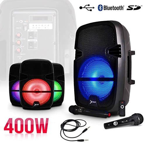Portable Speaker (8 "400 W LED – BT/USB/SD, 2 VHF Wireless Microphones (Wired) + Remote Control + PC Cable