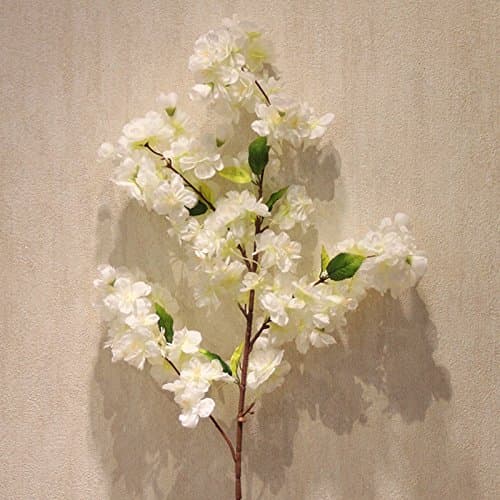 Pingofm Emulation flower artificial flowers ceiling 4 Fork large cherry blossoms home living room decorated Wedding playmate arts desktop bottle boutonniere small Artificial Flowers,4 large truck white cherry blossoms