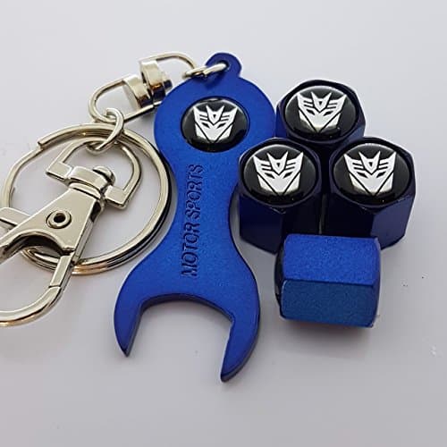SPEED DEMONS TRANSFORMERS blue Valve Dust Caps With double sided logo Spanner Keychain fits all models (2)