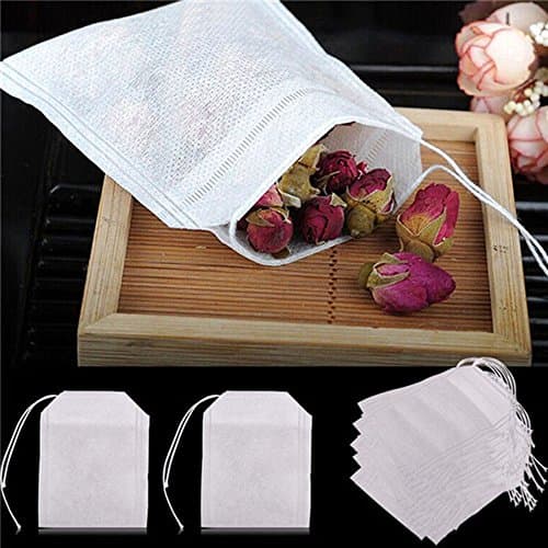 200-piece Tea Strainer Tea Bag Fine Disposable Teabag Filter Paper Tea Bags Empty Pockets for Tea Fruit Tea Flower Spice Herb Powder – 7.0 cm * 5.5 cm