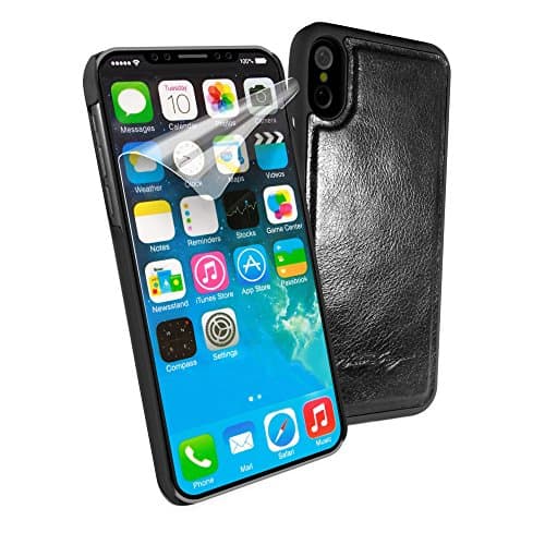 Alston Craig Replacement Vintage Leather Magnetic Shell Case Compatible With iPhone X/iPhone XS - Black