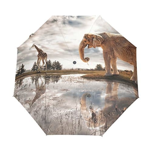Yoshop Auto Umbrella,Cute Elephant &amp; Deer Automatic Windproof Rain Umbrella Compact Sun Parasol
