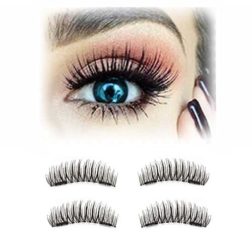 [2018 Upgraded Version] Runhome Easy to Apply Magnetic False Eyelashes Extension Full Strip, GLUE FREE Reusable Hand Made Ultra Thin Natural Look Double Magnets Fake Eye Lashes 1 Pair/4PCS
