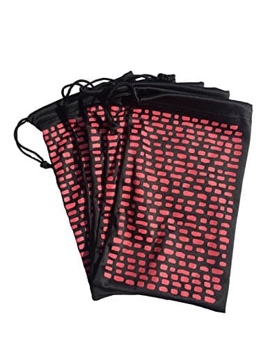 Ed Hick's Sacculi Drawstring Microfibre Sunglasses Case Bag &amp; Glasses Pouch. Helping you Store, Find &amp; Clean your Glasses Easily and in Style. (Pack of 5, Pink on Black)