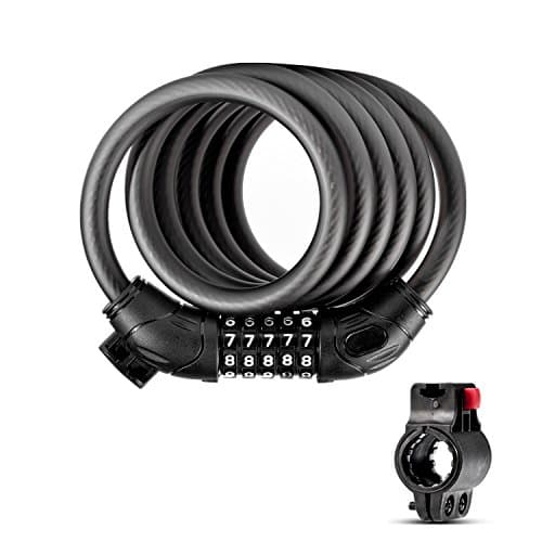 Bike Lock, Bike Lock Cable Security Cable Combination Bicycle Lock Chain Lock with 5-Digit Resettable Number and Mounting Bracket for Bicycle Scooter,1.8m