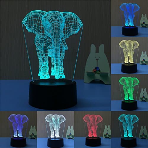 Colorful 3D Visual Led Night Lights for Kids Touch USB Table Lampara Lampe Baby Sleeping Nightlight (Elephant)