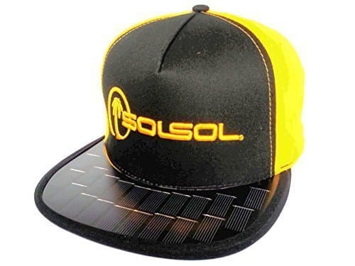 SOLSOL Solar Hat iPhone &amp; Android Smartphone Portable Charger Black/Gold