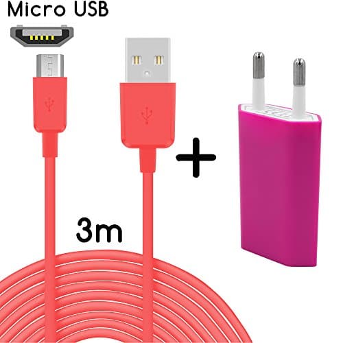 TheSmartGuard Data Transmission and Charging Cable for iPhone 5, 5s, 5 °C, iPad 4, iPad Mini, iPad Air, iPod Touch 5th Generation, iPod Nano 7th Generation (Connectors USB and Lightning 8 Pin) Huawei Honor Holly 3 m, Pink + Power Supply